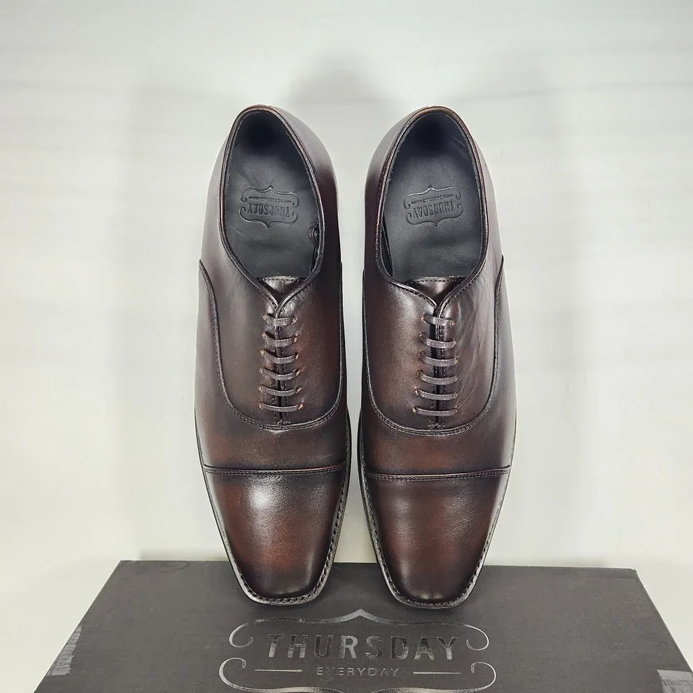 Thursday Boot Co Executive Oxford Mens Size 8.5 Black Coffee Leather Cap Toe